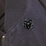 Weapon of Choice D20 Lapel Pin (Black/Silver)